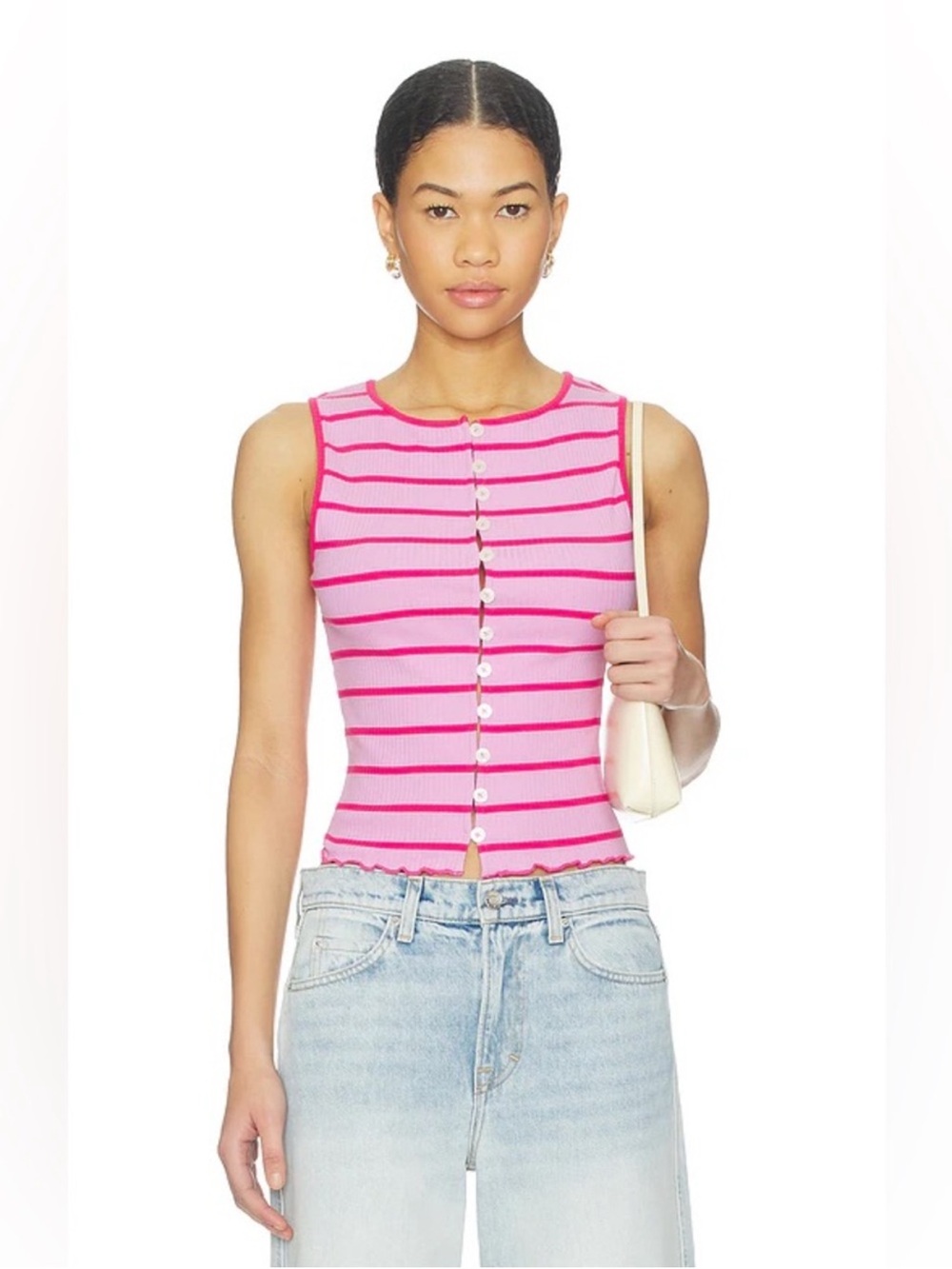 FREE PEOPLE Tilly Stripe Pink Tank M